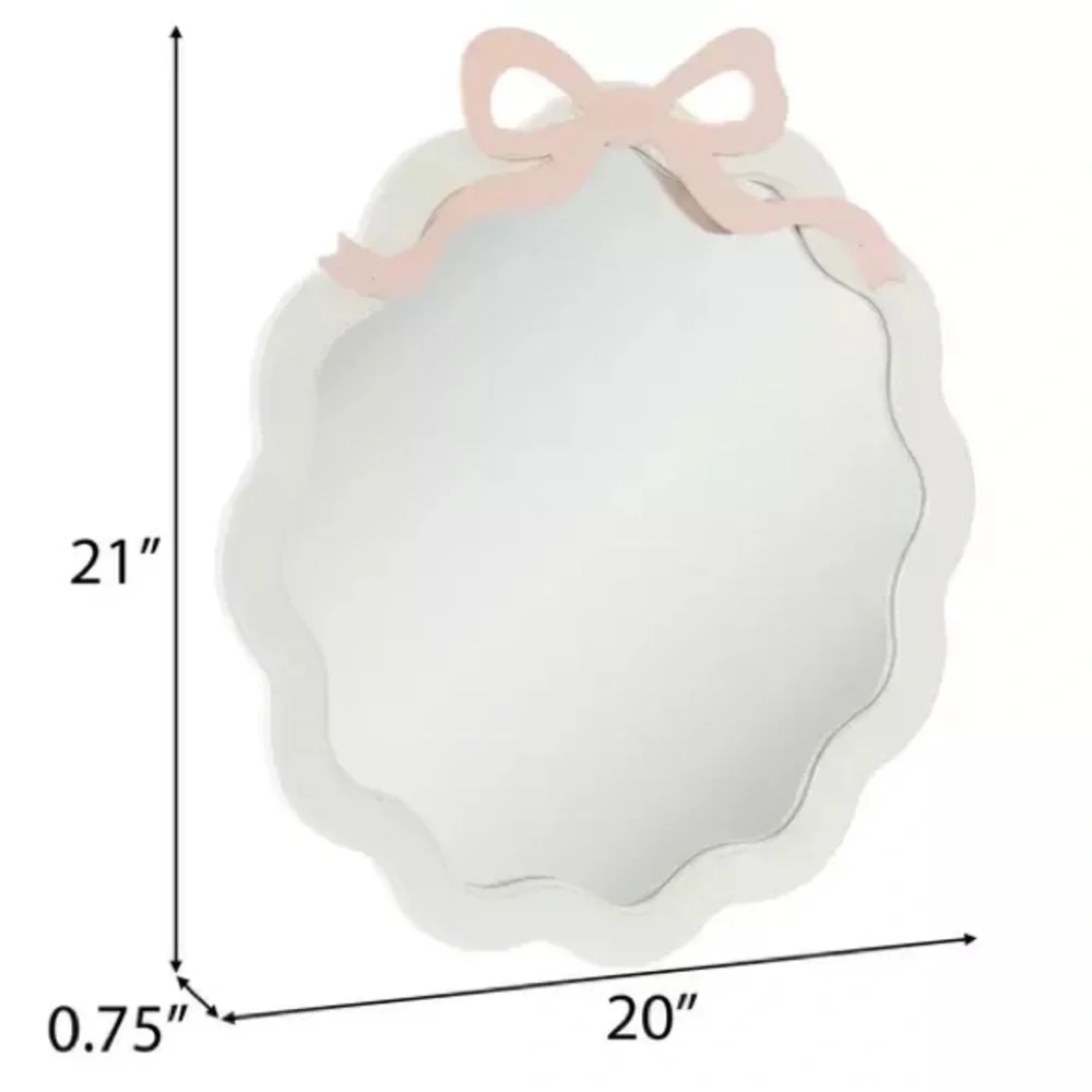 Pink Bow Wavy Wood Wall Mirror